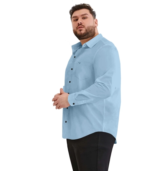 Mens Casual Cotton Solid Full Sleeve Shirt (Sky)