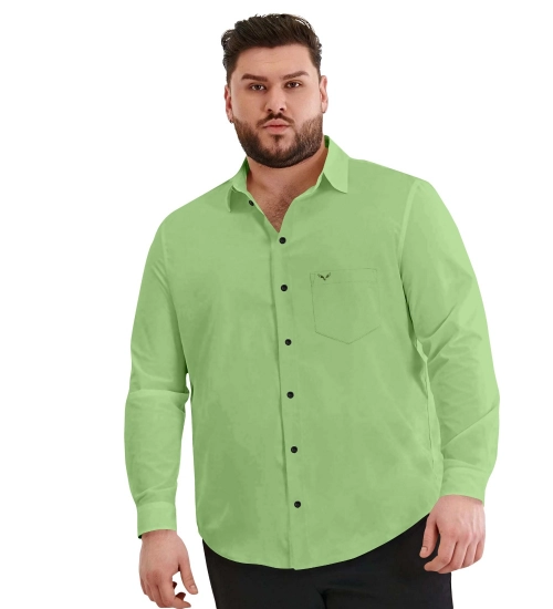 Mens Casual Cotton Solid Full Sleeve Shirt (Pista)