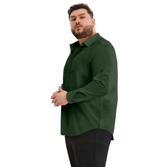 Mens Casual Cotton Solid Full Sleeve Shirt (Green)