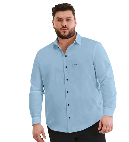Mens Casual Cotton Solid Full Sleeve Shirt (Sky)