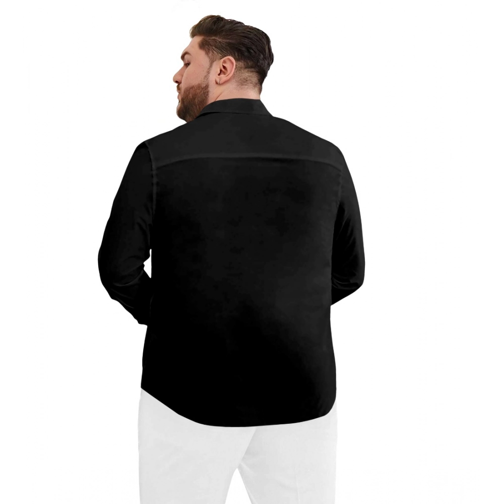 Mens Casual Cotton Solid Full Sleeve Shirt (Black) Mens Casual Cotton Solid Full Sleeve Shirt (Black)