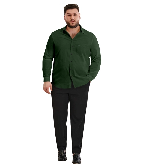 Mens Casual Cotton Solid Full Sleeve Shirt (Green)