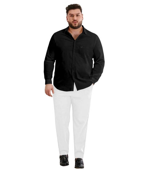 Mens Casual Cotton Solid Full Sleeve Shirt (Black)