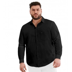 Mens Casual Cotton Solid Full Sleeve Shirt (Black)