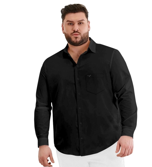 Mens Casual Cotton Solid Full Sleeve Shirt (Black)