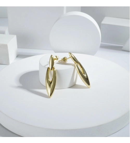 Women's brassNew Gold Tone Polish Mini Office Earrings (Gold Plated)