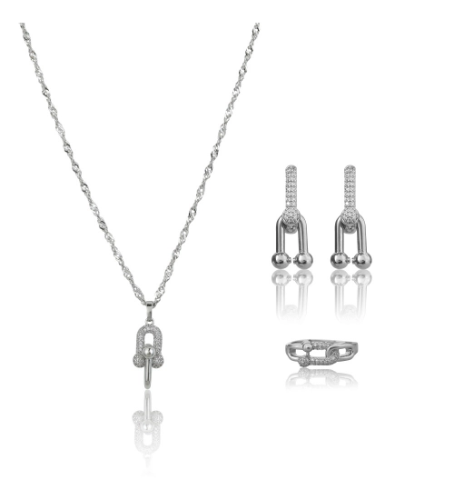 Women's Stainless Steel Unique Design Silverpolish Combo Jewelry (Silver Plated)