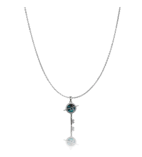 Women's Stainless Steel Key Design Delicate Chain (Silver Plated)