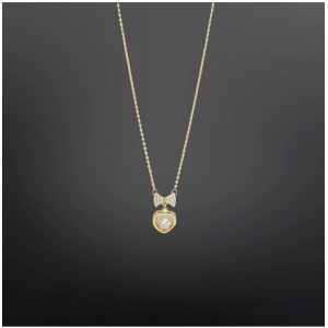 Generic Women's Stainless Steel Heart Shape Golden Delicate Pendent Chain (Gold Plated)