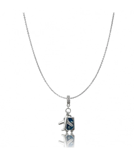 Women's Stainless Steel Airplane Design Pendent Delicate Chain (Silver Plated)