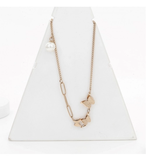 Women's Stainless Steel Butterfly Pendent Delicate Chain (Gold Plated)