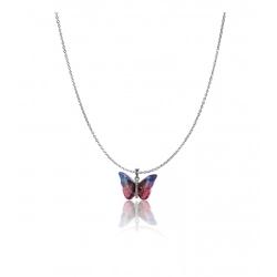 Women's Stainless Steel Colorful Butterfly Pendent Dailywear chain (Silver Plated)