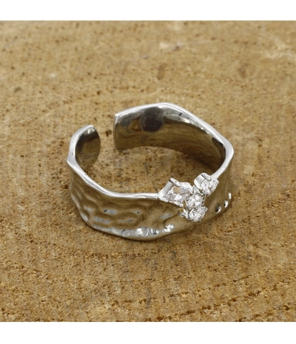 Stainless Steel Silver Polish Freesize Western Finger Ring (Silver Plated)