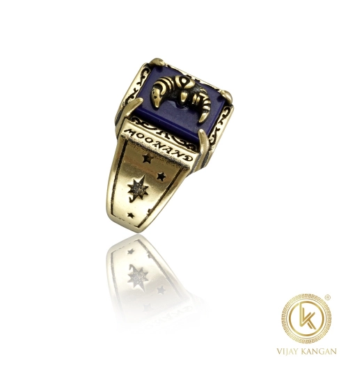 Stainless Steel German polish moon design Freesize ring (Gold Plated)