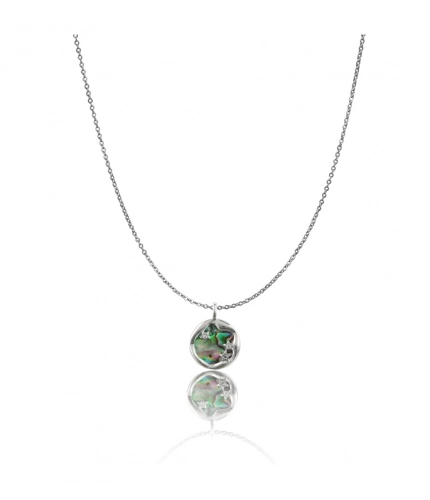 Women's Stainless Steel Galaxy Pendent Delicate Chain (Silver Plated)