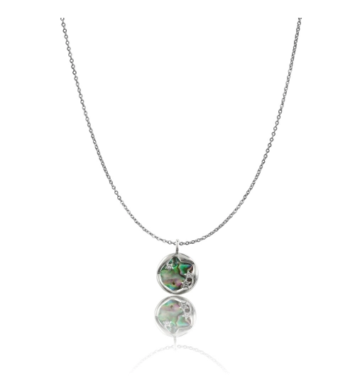 Women's Stainless Steel Galaxy Pendent Delicate Chain (Silver Plated)