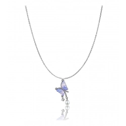 Women's Stainless Steel Butterfly Dailywear Pendent Delicate Chain (Silver Plated)