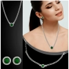 Dropship Women's Stainless Steel Green Color Silver Chain Western Combo Jewelry (Silver Plated)