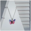 Dropship Women's Stainless Steel Colorful Butterfly Pendent Dailywear chain (Silver Plated)
