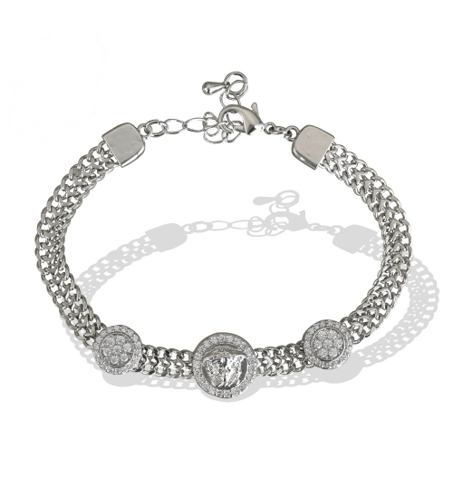 Stainless Steel Unisex Silver Freesize Loose Bracelet (Silver Plated)