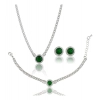 Dropship Women's Stainless Steel Green Color Silver Chain Western Combo Jewelry (Silver Plated)