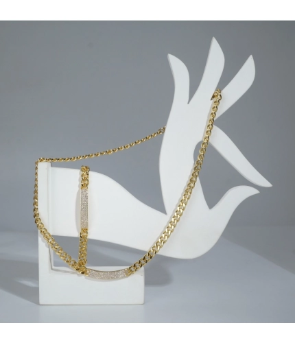 Women's Stainless Steel Gold Polish Polish Hand Bracelet And Necklace (Gold Plated)