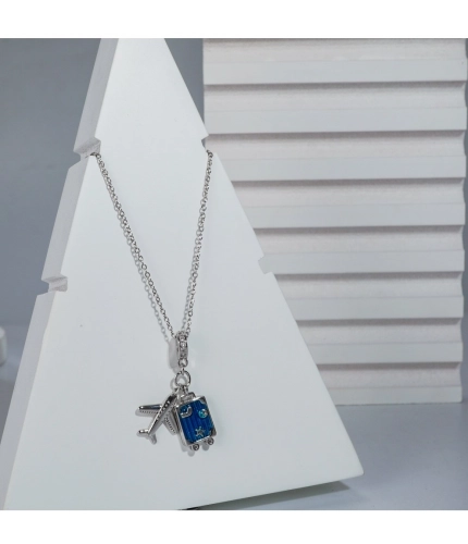 Women's Stainless Steel Airplane Design Pendent Delicate Chain (Silver Plated)