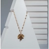 Dropship Women's Stainless Steel Leaf Pendent Delicate Chain (Gold Plated)
