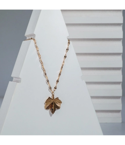 Women's Stainless Steel Leaf Pendent Delicate Chain (Gold Plated)