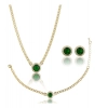 Dropship Women's Stainless Steel Green Color Golden Chain Western Combo Jewelry (Gold Plated)