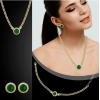 Dropship Women's Stainless Steel Green Color Golden Chain Western Combo Jewelry (Gold Plated)
