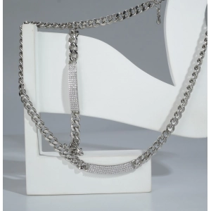Generic Women's Stainless Steel Silver Polish Hand Bracelet And Necklace (Silver Plated)