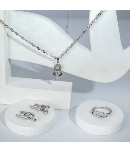 Women's Stainless Steel Unique Design Silverpolish Combo Jewelry (Silver Plated)