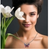 Dropship Women's Stainless Steel Colorful Butterfly Pendent Dailywear chain (Silver Plated)