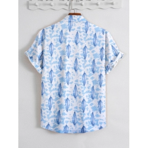 Generic Men's Popcon Lycra Printed Half Sleeve Shirt (Blue)