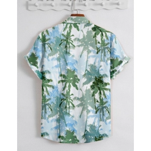 Generic Men's Popcon Lycra Printed Half Sleeve Shirt (Green)