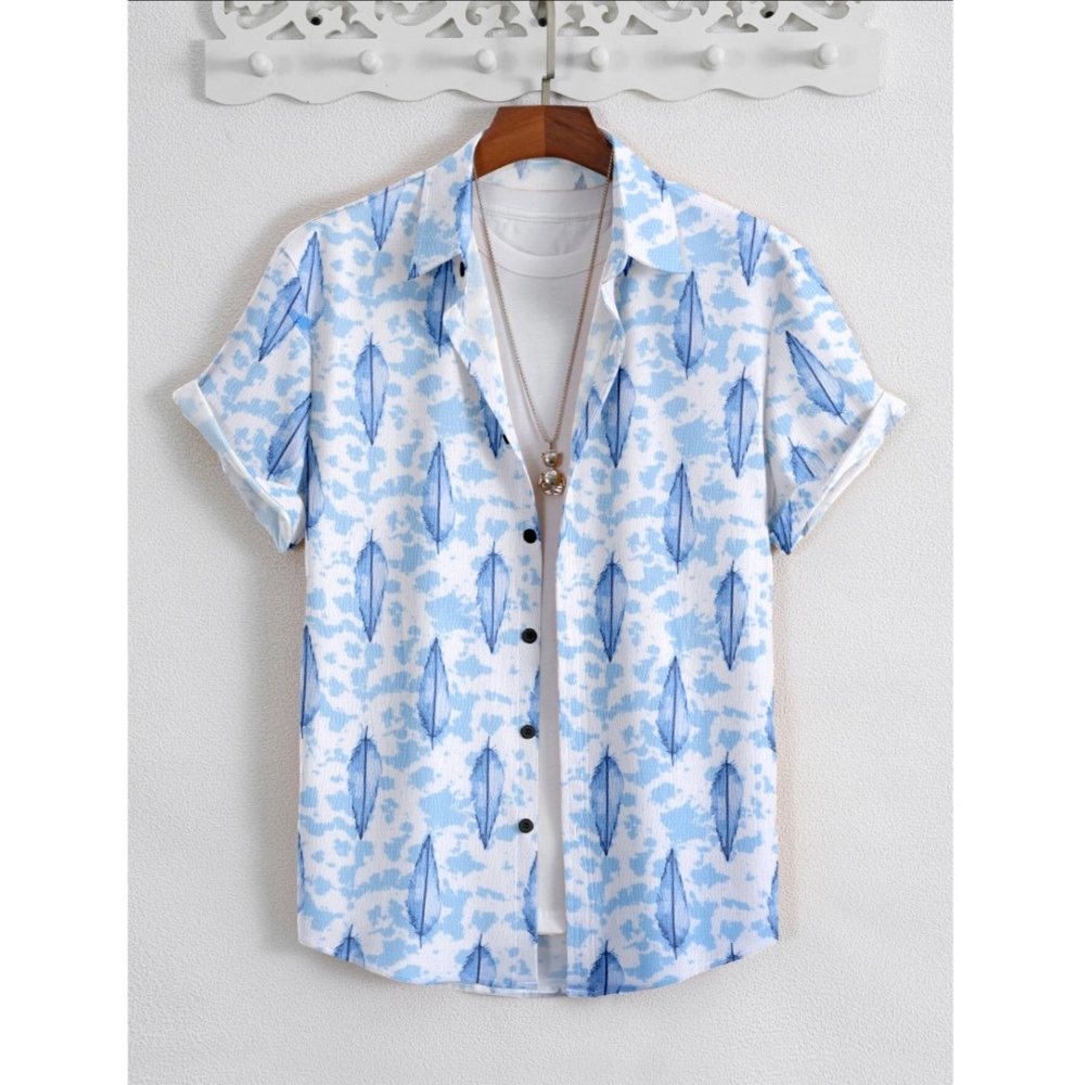 Generic Men's Popcon Lycra Printed Half Sleeve Shirt (Blue)