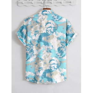 Generic Men's Popcon Lycra Printed Half Sleeve Shirt (Aqua Blue)