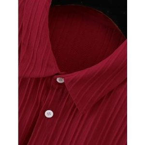 Generic Men's Popcon Striped Half Sleeve Shirt and Shorts Set (Maroon)