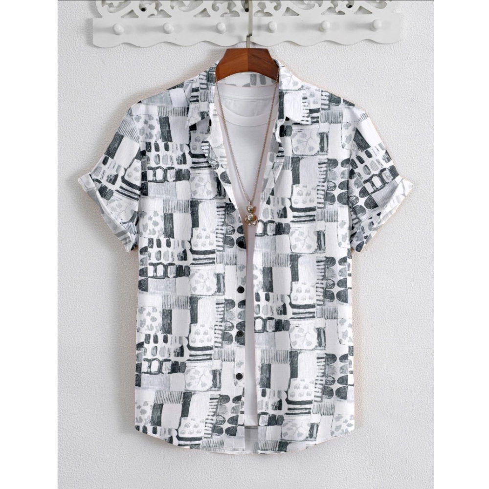 Generic Men's Popcon Lycra Printed Half Sleeve Shirt (Black)
