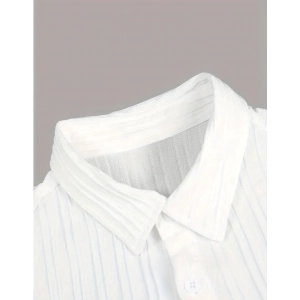 Generic Men's Popcon Striped Half Sleeve Shirt and Shorts Set (White)