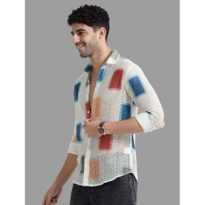Generic Men's Cotton Knit Printed Full Sleeve Shirt (Multicolor)