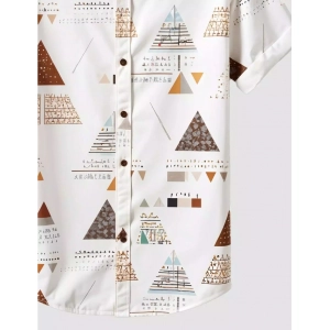Generic Men's Lycra Printed Half Sleeve Shirt and Shorts Set (White)