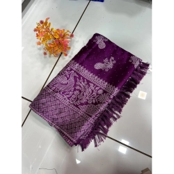 Women's Chiffon Printed Saree With Unstitched Blouse (Lavender, 5-5 Mtrs)