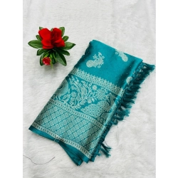 Women's Chiffon Printed Saree With Unstitched Blouse (Light Blue, 5-5 Mtrs)