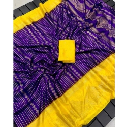 Women's Georgette Printed Saree With Unstitched Blouse (Purple, 5-5 Mtrs)
