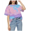 Dropship Women's Lycra Printed Round Neck Short Sleeve T-Shirt (Multicolor)