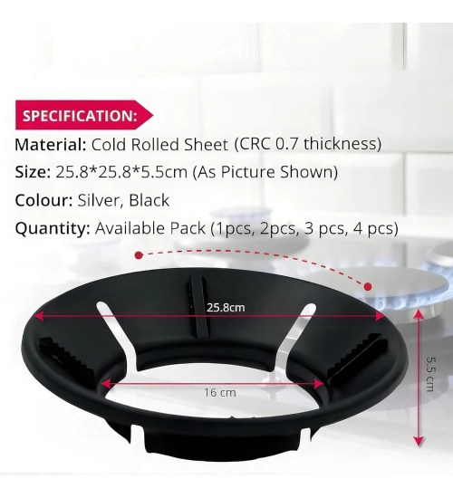 Metal Gas Saver Burner Stand Pack of 1 (Black)