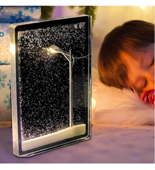 Wood Snowfall Lamp with Street Light Snow lamp (Transparent)