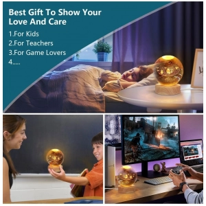 Generic Wood 3D Galaxy Crystal Ball Night Lamp Colorful LED Wooden for Solar System (Transparent)